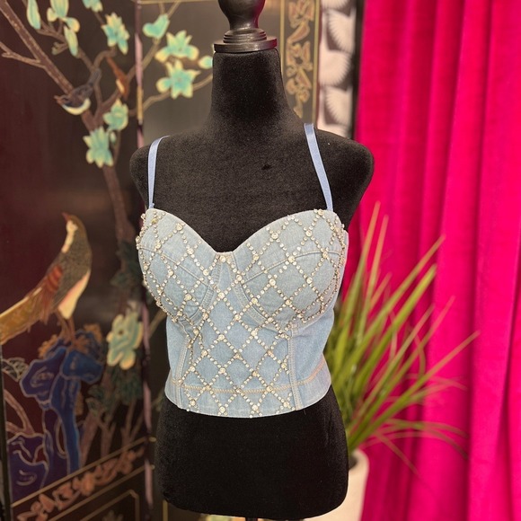 Denim‎ Rhinestone Corset - Picture 3 of 3